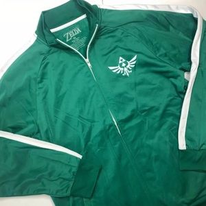 NEW Legend of Zelda Triforce full zip green jacket